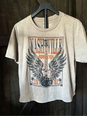 Rebellious One Beige Graphic Nashville Road Trip Tee
